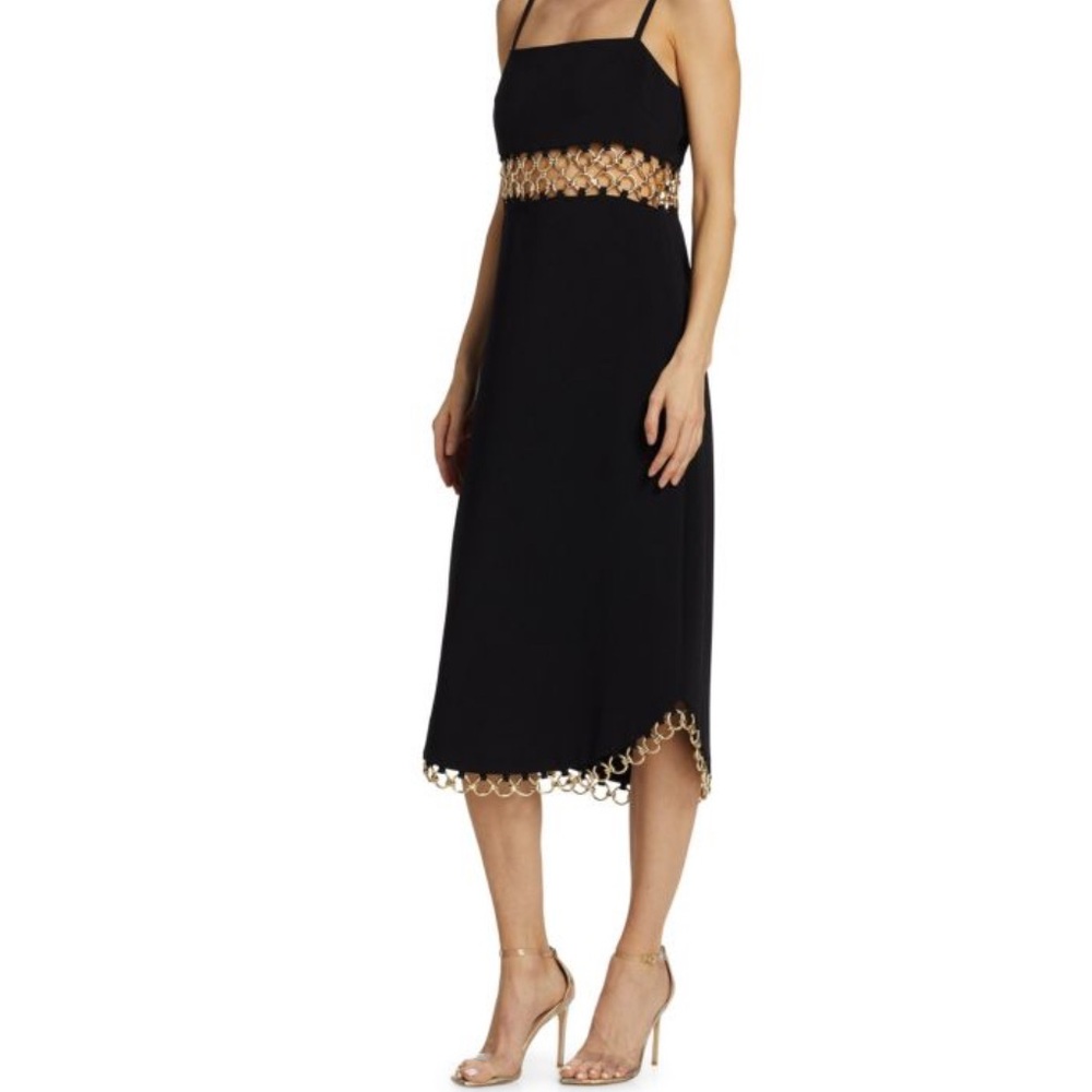 Alexis Black Midi Dress with Gold Ring Trim